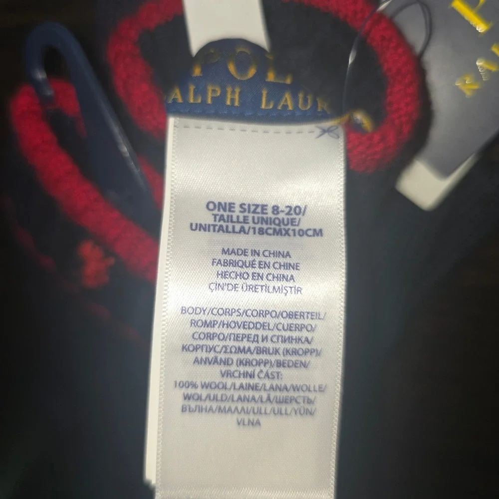 Polo Ralph Lauren Knit Gloves One Size 8-20 Boys Navy Blue 100% Wool Pony Logo